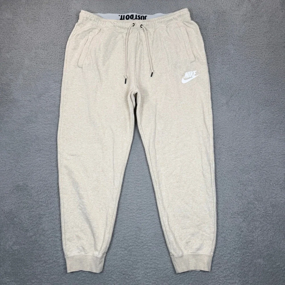 Nike Sportswear Essential Joggers Oatmeal Heather Women 1X Sweatpants Logo